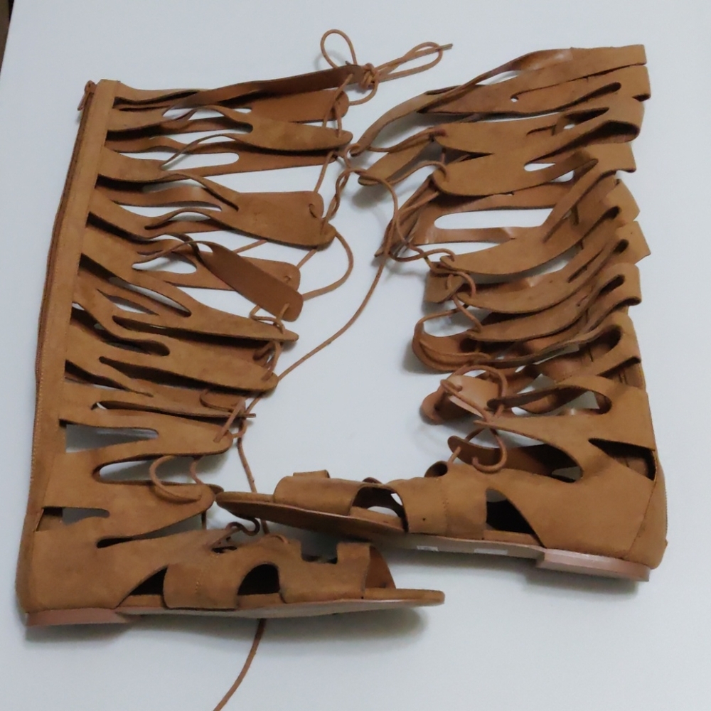 Torrid brown faux suede lace up gladiator sandals